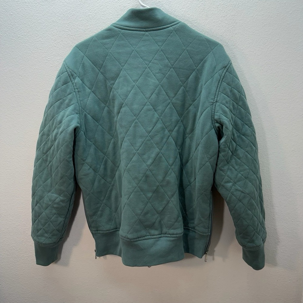 Athleta Retroplush Bomber Jacket Women's XS Green Quilted Relaxed Fit Full Zip - Picture 3 of 7